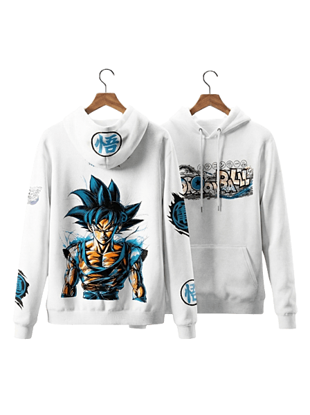 Dragon Ball Goku Graphic Hoodie – Mens White Anime Streetwear