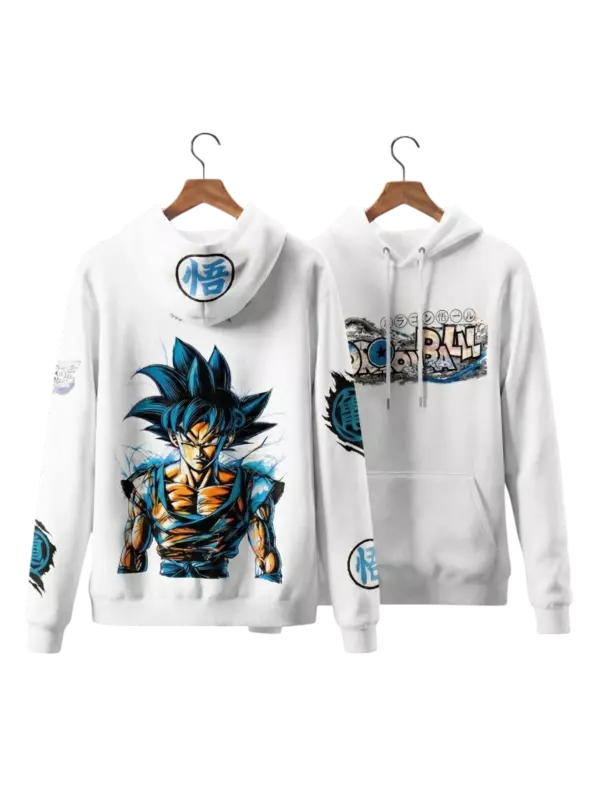 Dragon Ball Goku Graphic Hoodie – Mens White Anime Streetwear