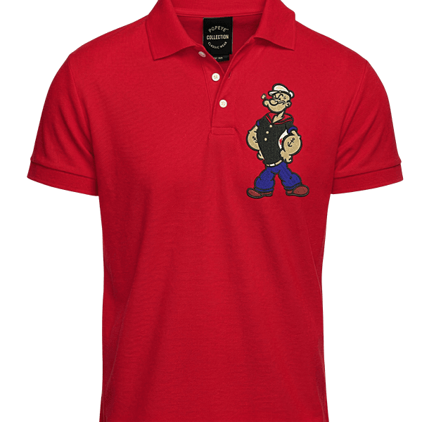 Popeye Embroidered Mens Red Polo Shirt