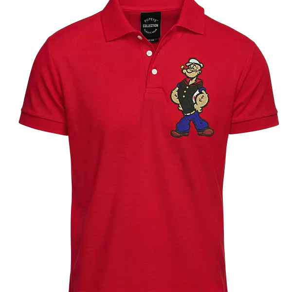 Popeye Embroidered Mens Red Polo Shirt