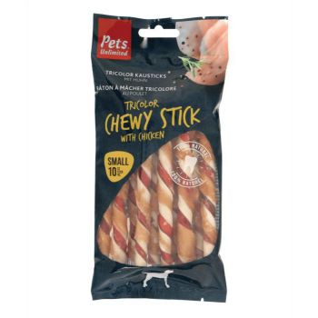 Pets Unlimited Tricolor Chewy Stick w/ Ckn S 10pcs Pets Unlimited Tricolor Chewy Stick w/ Ckn S 10pcs