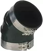 Trident Marine 3-1/2" ID 45-Degree EPDM Black Rubber Molded Wet Exhaust Elbow w/4 T-Bolt Clamps