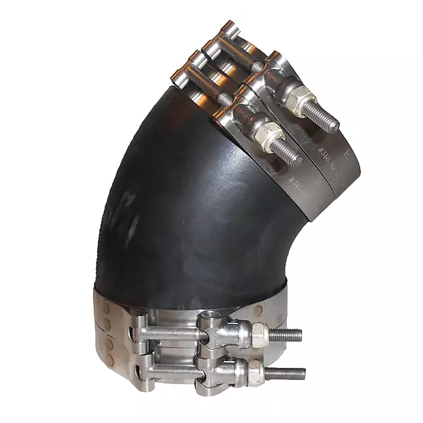 Trident Marine Trl-445-S/S Black Epdm Rubber 45-Degree Marine Wet Exhaust Elbow with 4 Stainless Steel T-Bolt Clamps, 4"