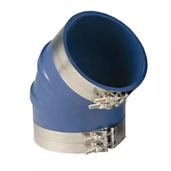 Trident Marine 240V10000-S/S Molded Silicone Wet Exhaust 45-Degree Elbow with Clamps, 3", 350-Degree Fahrenheit