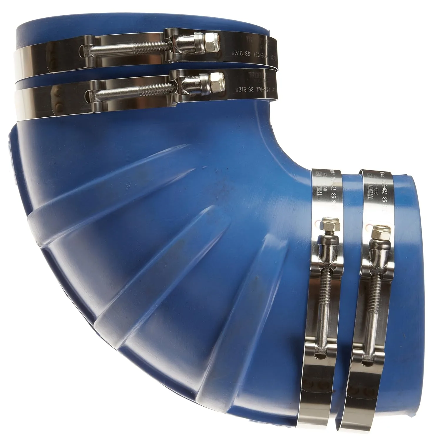 Trident Marine 6" ID 90-Degree Blue Silicone Molded Wet Exhaust Elbow w/4 T-Bolt Clamps