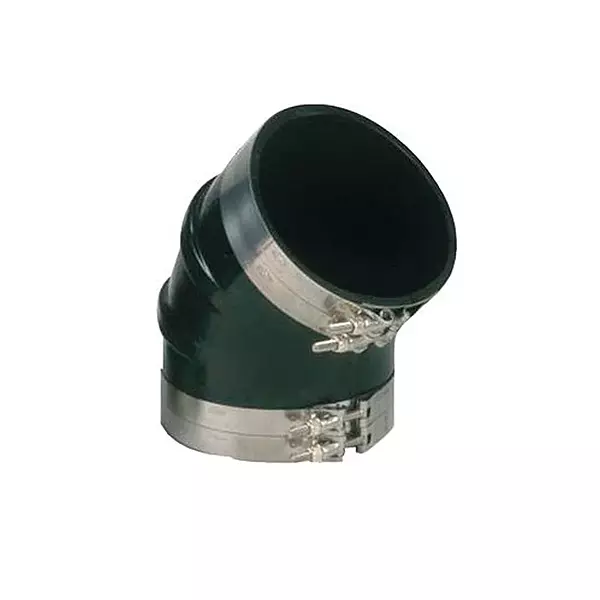 Trident Marine 8" ID 45-Degree EPDM Black Rubber Molded Wet Exhaust Elbow w/4 T-Bolt Clamps