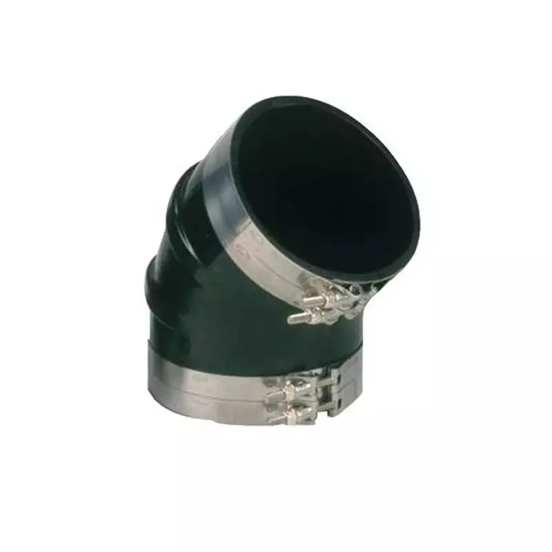 Trident Marine 8" ID 45-Degree EPDM Black Rubber Molded Wet Exhaust Elbow w/4 T-Bolt Clamps