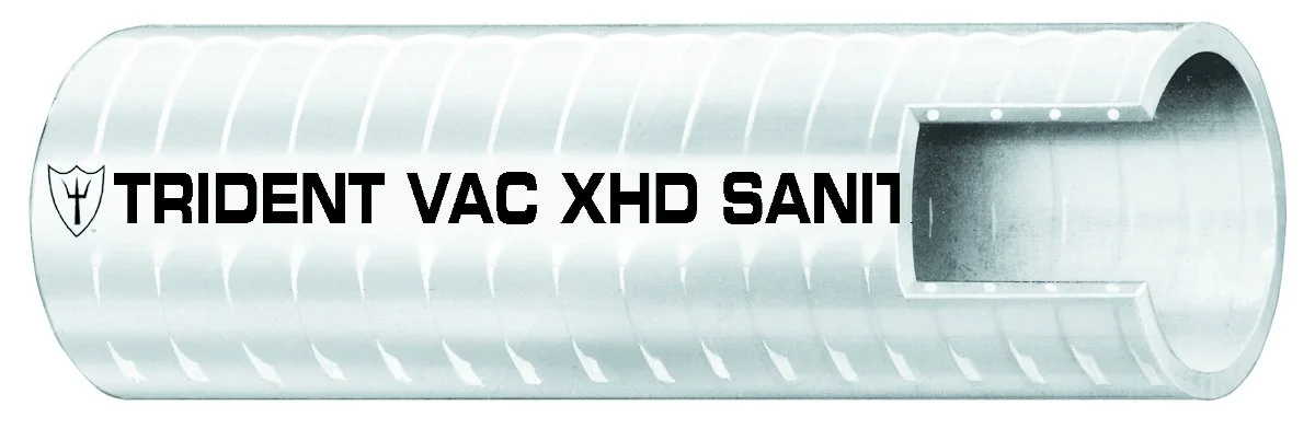 Trident Marine 148-0586 Vinyl VAC XHD Sanitation Hose, 28 psi Maximum Pressure, 50' Length x 5/8" ID, White