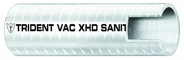 Trident Marine 148-0586 Vinyl VAC XHD Sanitation Hose, 28 psi Maximum Pressure, 50' Length x 5/8" ID, White