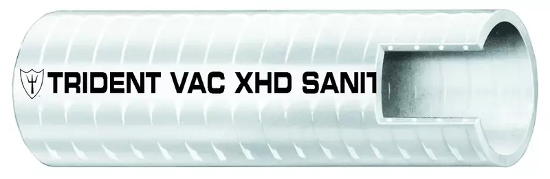 Trident Marine 148-0586 Vinyl VAC XHD Sanitation Hose, 28 psi Maximum Pressure, 50' Length x 5/8" ID, White