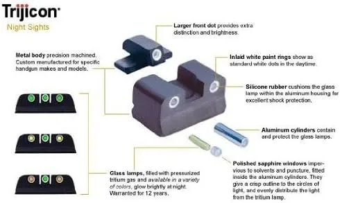 Trijicon Bright & Tough Self-Illuminated 3-Dot Night Sight Set for Glock