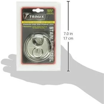 Trimax TRP170 Stainless Steel 70mm Round Pad Lock - 10mm Shackle