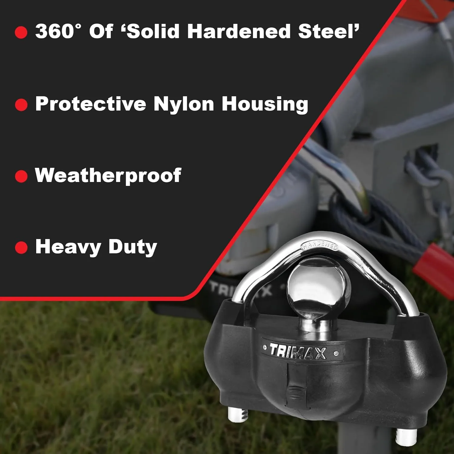 TRIMAX UMAX Trailer Hitch Lock - Universal Coupler Lock 1-7/8" to 2-5/16"