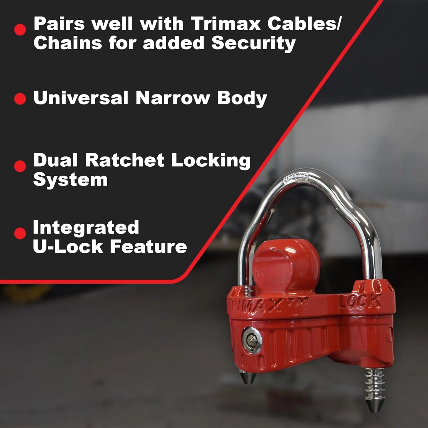 TRIMAX UMAX Trailer Hitch Lock - Universal Coupler Lock 1-7/8" to 2-5/16"