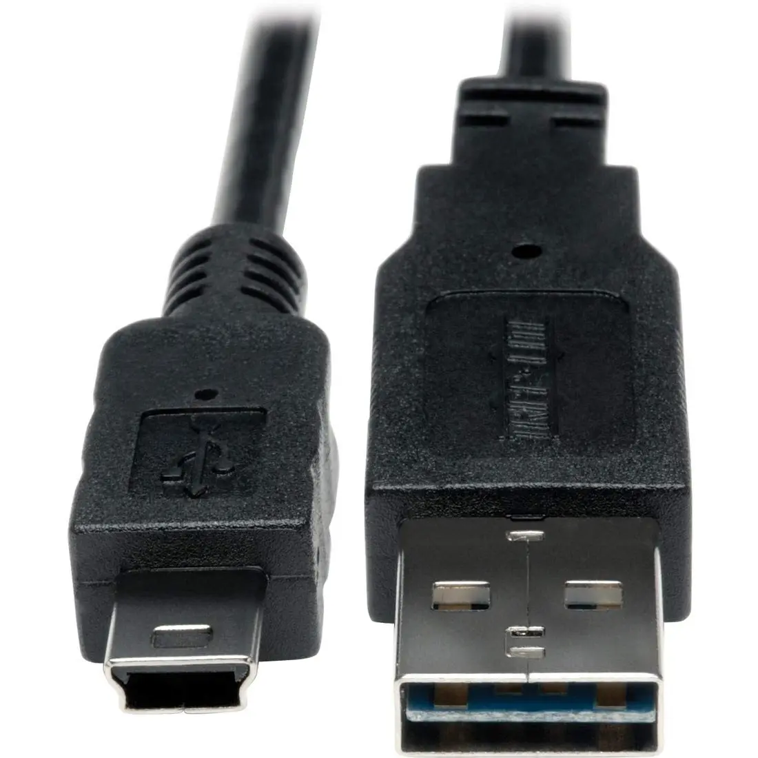 Tripp Lite Universal Reversible USB 2.0 Hi-Speed Converter Adapter Cable (Reversible A to 5Pin Mini-B M/M) 1-ft. UR030-001, Black
