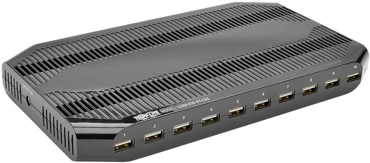 10-Port USB Charging Station with Adjustable Storage, 12V 8A (96W) USB Charger