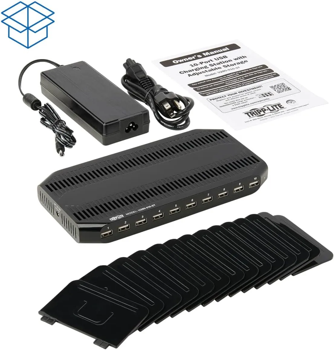 TRIPP LITE USB Charging Station with Storage and Adjustable Brackets