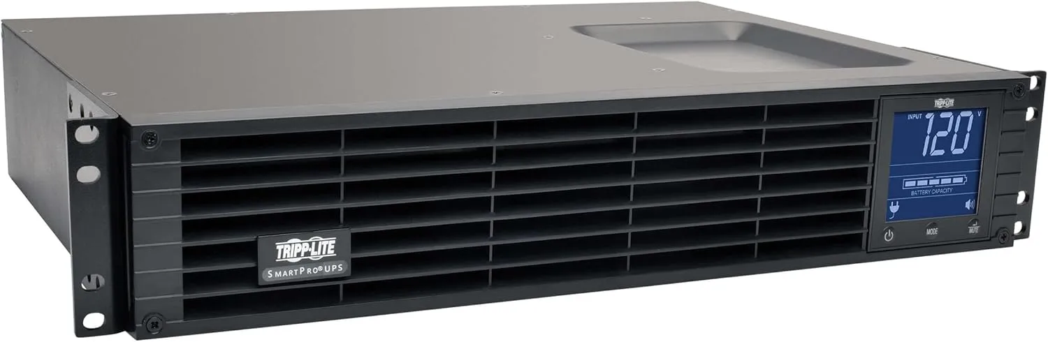 Tripp Lite 1000VA Sine Wave UPS Battery Backup, LCD, 700W AVR Line-Interactive, 2U Rackmount, USB, DB9 (SMC10002URM), Black