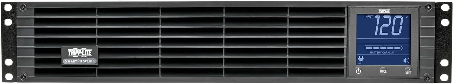 Tripp Lite 1000VA Sine Wave UPS Battery Backup, LCD, 700W AVR Line-Interactive, 2U Rackmount, USB, DB9 (SMC10002URM), Black