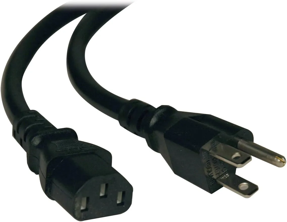 Tripp Lite Heavy-Duty Computer Power Cord, 15A, 14 AWG (NEMA 5-15P to IEC-320-C13)