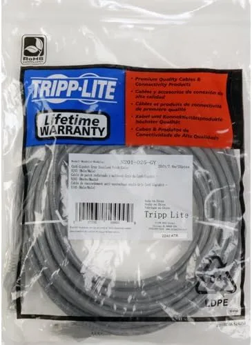 Tripp Lite Cat6 Gigabit Snagless Molded Patch Cable (RJ45 M/M) - Gray, 6 ft. (N201-006-GY)