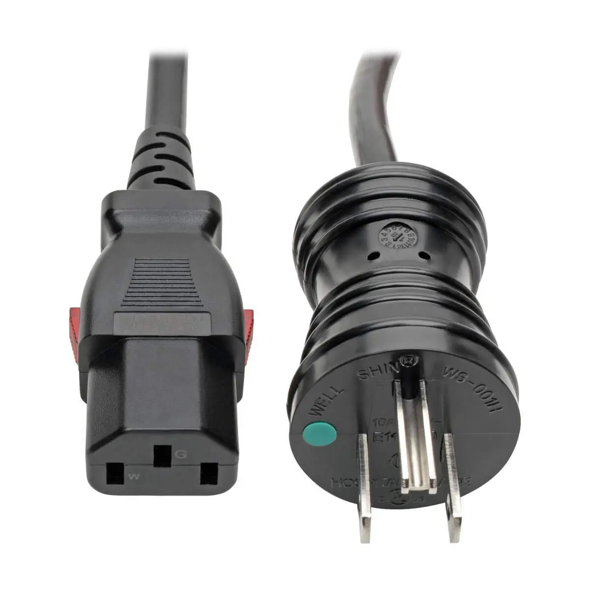 TRIPP LITE NEMA 5-15P to Locking C13 Power Cord, 18 AWG 10A/125V