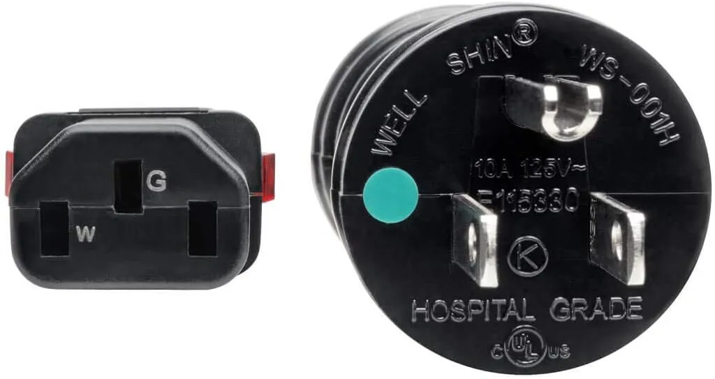 TRIPP LITE NEMA 5-15P to Locking C13 Power Cord, 18 AWG 10A/125V