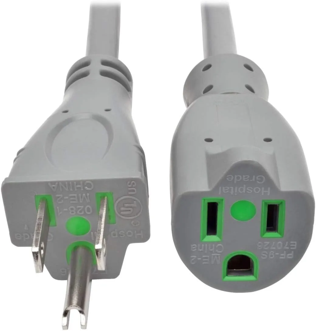 TRIPP LITE Hospital-Grade Power Extension Cord NEMA 5-15P HG to 5-15R HG