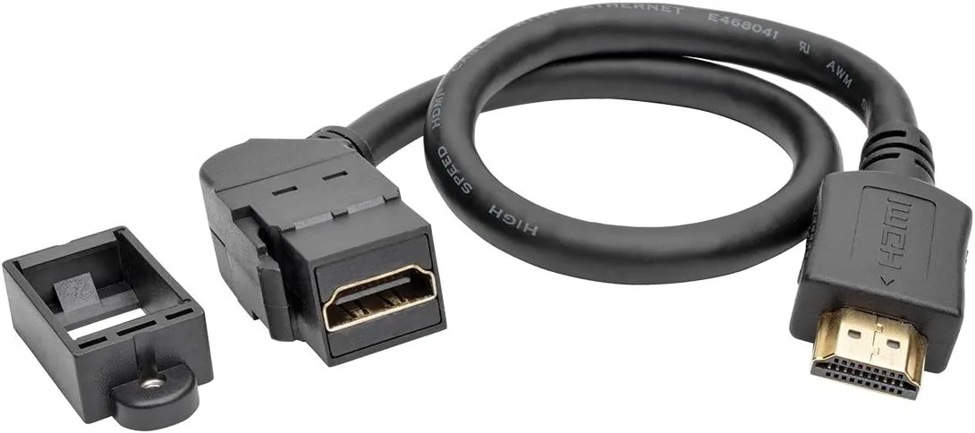 Tripp Lite High-Speed HDMI with Ethernet All-in-One Keystone/Panel Mount Extension Cable (M/F), Angled Connector