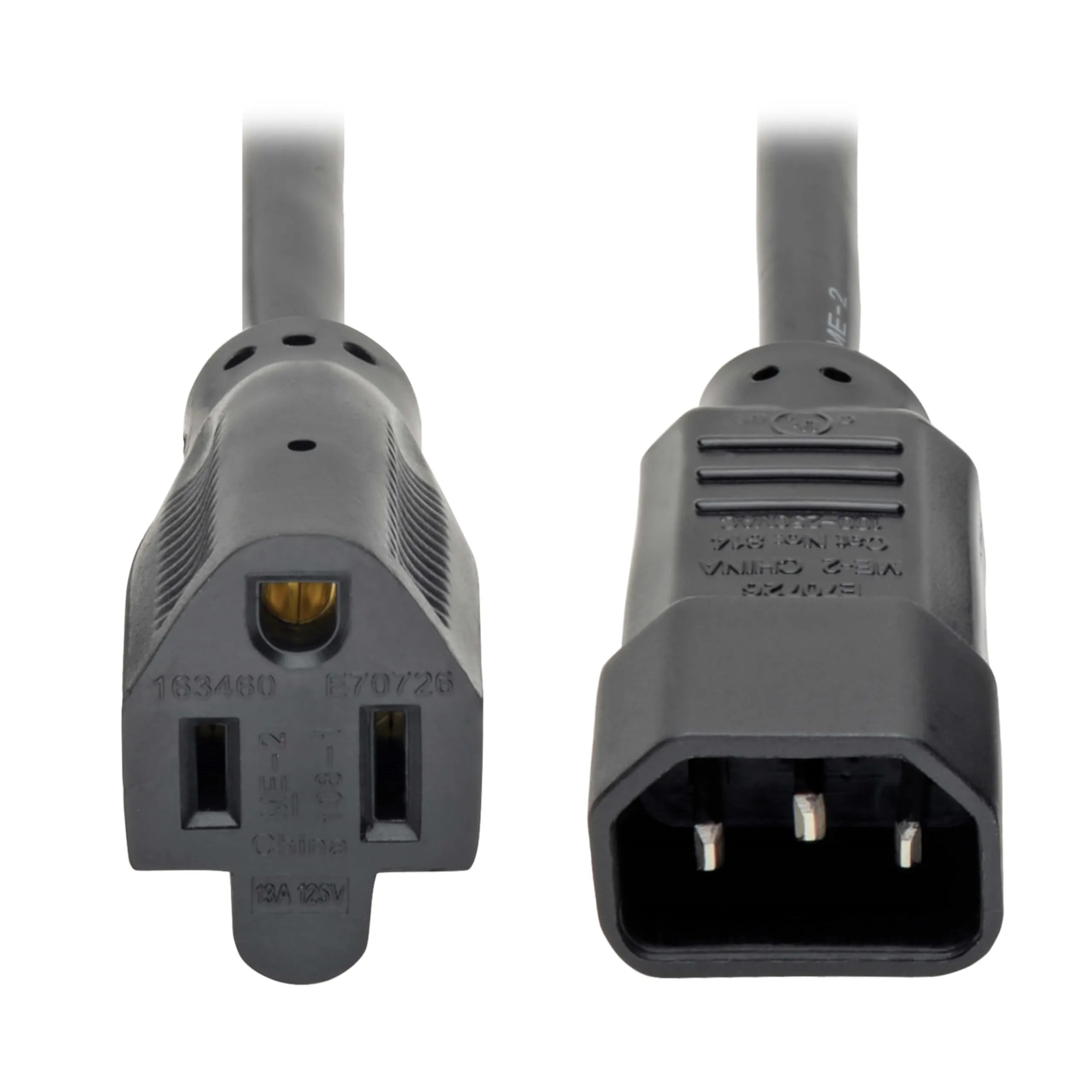 Tripp Lite Series NEMA 5-15R to C14 Power Cable Adapter, 1 foot / 0.3 Meters, UL Listed