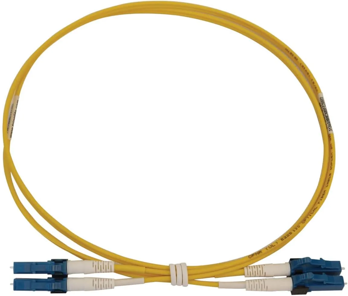 Tripp Lite Switchable Fiber Patch Cable, Single Mode Duplex, LC to LC, 9/125 OS2, 400 GbE, Yellow, LSZH Jacket