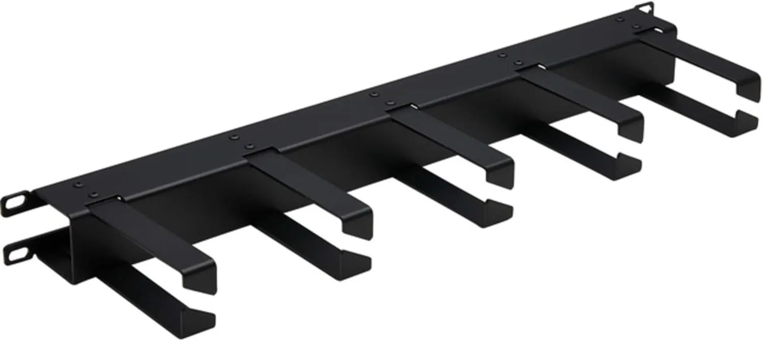 Tripp Lite Horizontal Server Rack Enclosure Cable Manager, Metal Rings, 1U Rack-Mount, Black, Standard Width