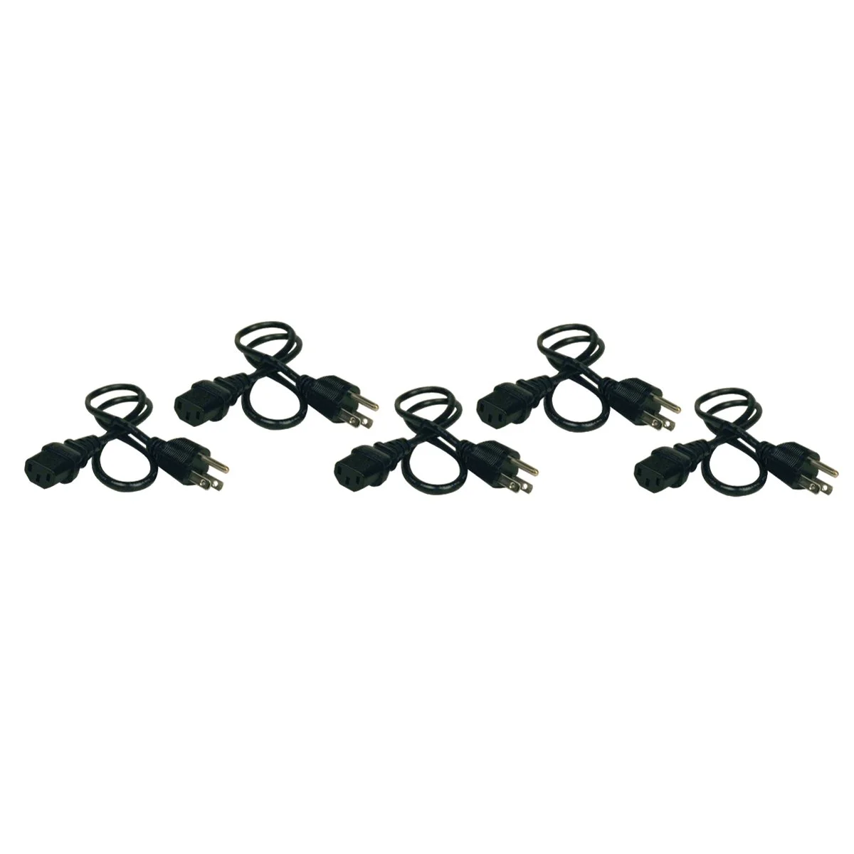 Eaton Tripp Lite Series Desktop Computer Power Cord, NEMA 5-15P to C13, 5-Pack - 10A, 125V, 18 AWG, 2 ft. (0.61 m)