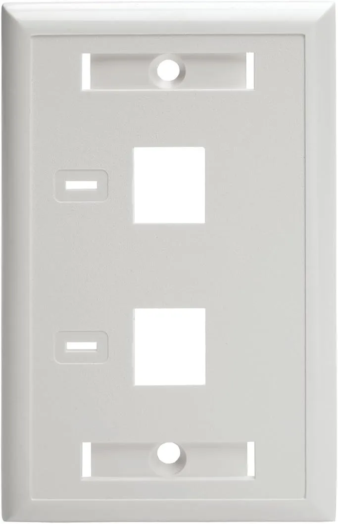 Tripp Lite Dual Outlet RJ45 Universal Keystone Face Plate / Wall Plate White, 2-Port(N042-001-WH)