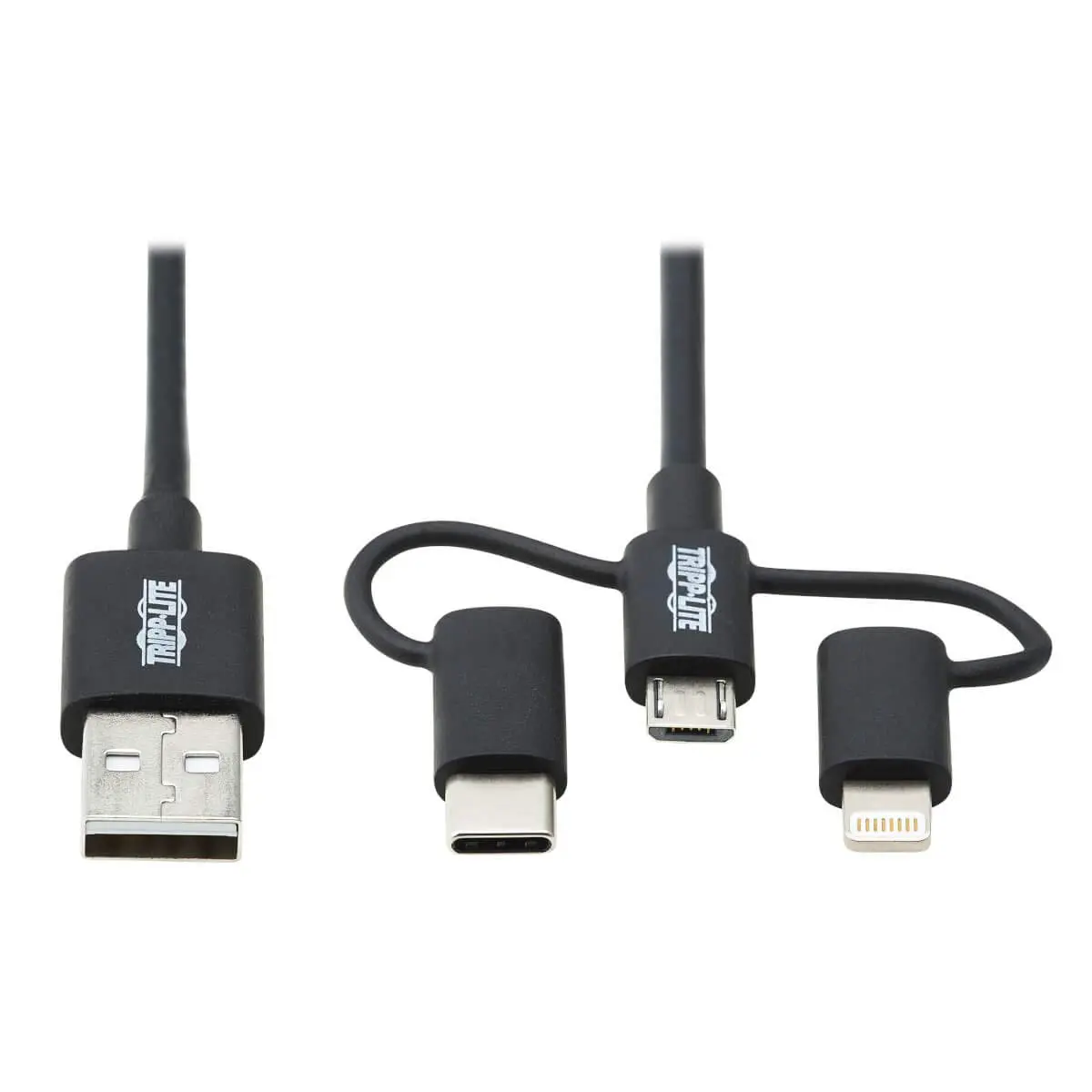 Tripp Lite 3 in 1 Multi Charging USB Cable, USB-A to Lightning, USB Micro B, and USB-C Universal All in One Charger Cable