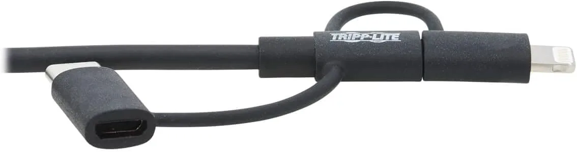 Tripp Lite 3 in 1 Multi Charging USB Cable, USB-A to Lightning, USB Micro B, and USB-C Universal All in One Charger Cable