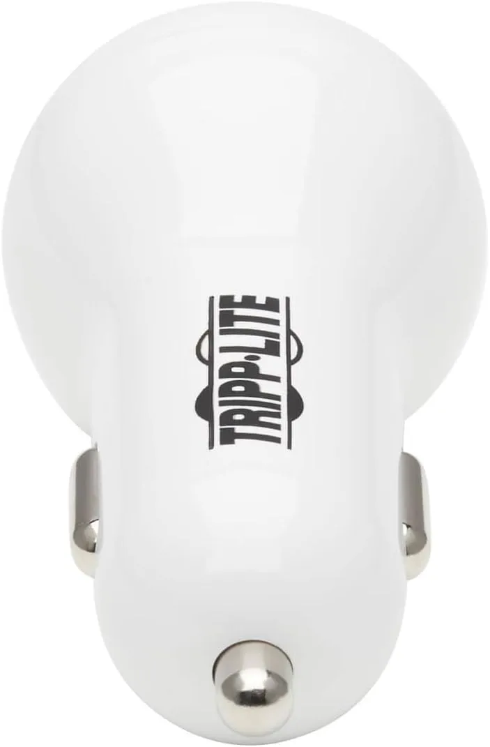 Tripp Lite USB Car Charger Dual-Port USB C 18W, USB-A 12W w/Lightning Cable (U280-C02-30W-K)