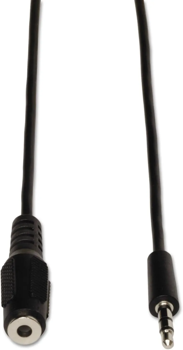 Tripp Lite 3.5mm Mini Stereo Audio Extension Cable for Speakers and Headphones (M/F), 6 ft, Black