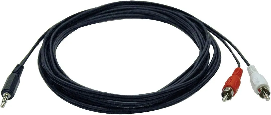 Tripp Lite 3.5mm Mini Stereo to Two RCA Audio Y Splitter Adapter Cable (3.5mm M to 2x RCA M), 6-ft.(P314-006)