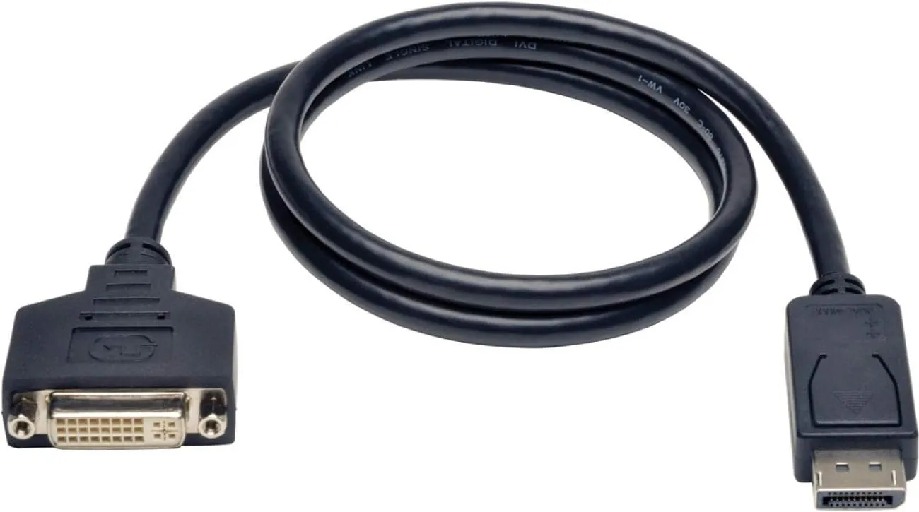 Tripp Lite DisplayPort to DVI Adapter Cable DP2DVI Video Converter for DP-M to DVI-I-F 3ft (P134-003)