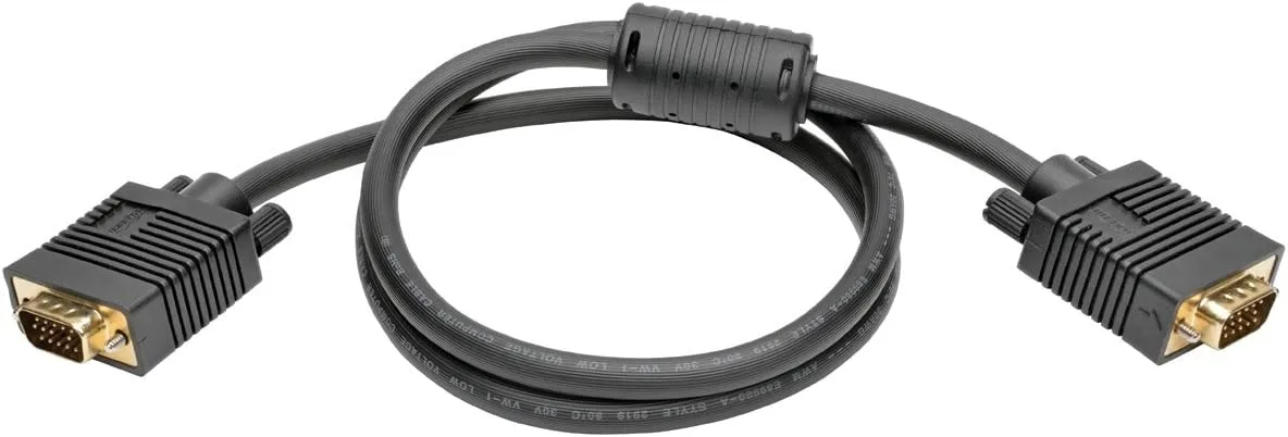 VGA Coax Monitor Cable, High Resolution Cable with RGB Coax HD15 M/M, 3-ft.