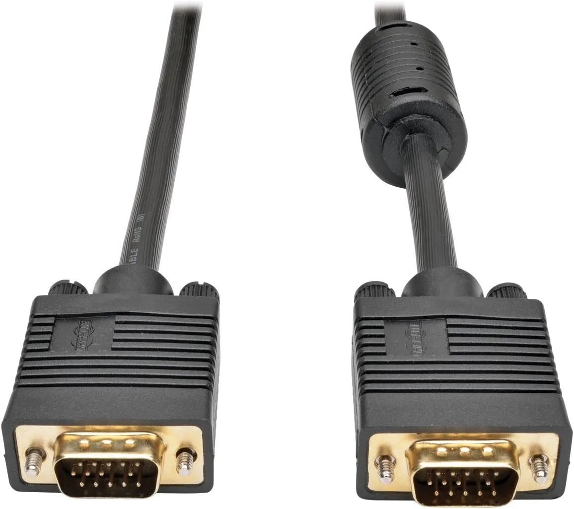 VGA Coax Monitor Cable, High Resolution Cable with RGB Coax HD15 M/M, 3-ft.