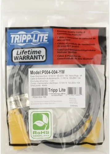 Tripp Lite Standard Computer Power Extension Cord 10A, 18AWG (IEC-320-C14 to IEC-320-C13) 4-ft.