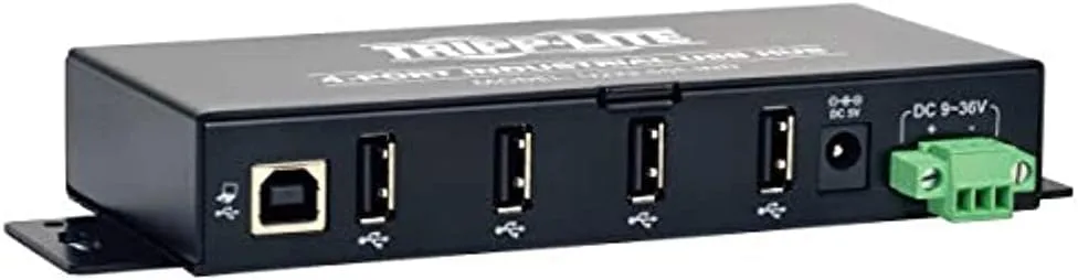 Tripp Lite 4-Port Rugged Industrial USB 2.0 Hi-Speed Hub w 15KV ESD Immunity and metal case, Mountable(U223-004-IND)