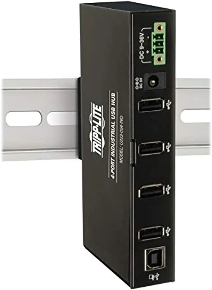 Tripp Lite 4-Port Rugged Industrial USB 2.0 Hi-Speed Hub w 15KV ESD Immunity and metal case, Mountable(U223-004-IND)