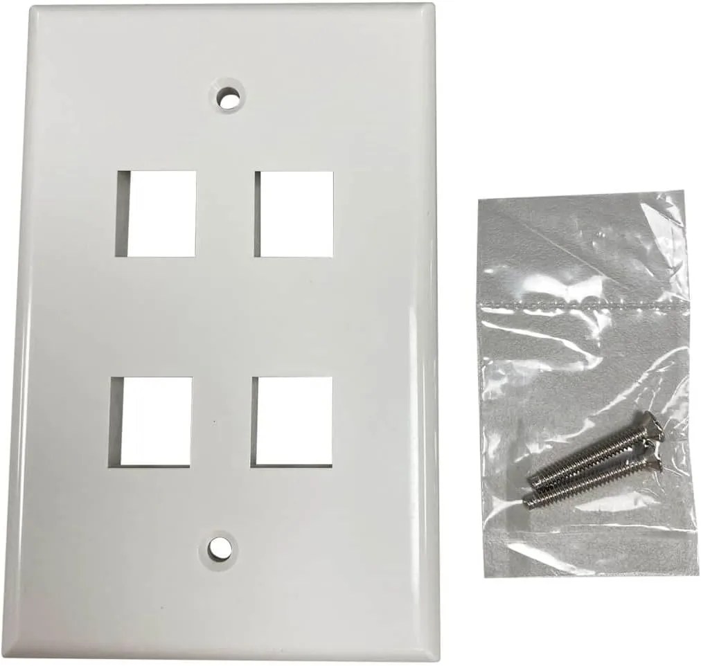 Tripp Lite Safe-IT 4-Port Single-Gang Outlet Keystone Wall Plate, Electrical & AV Applications, Ivory Gloss, TAA Compliant