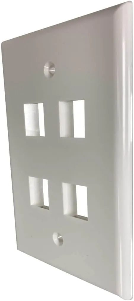 Tripp Lite Safe-IT 4-Port Single-Gang Outlet Keystone Wall Plate, Electrical & AV Applications, Ivory Gloss, TAA Compliant