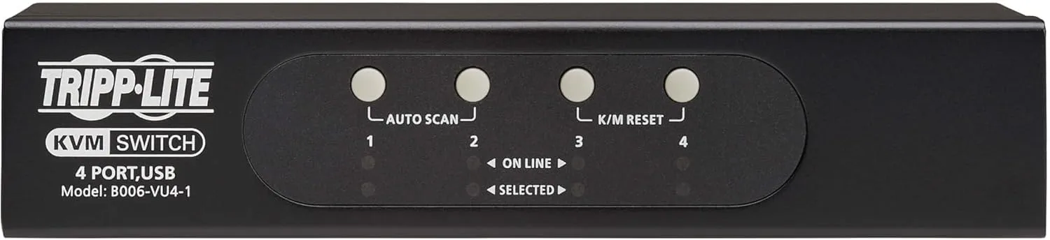Tripp Lite 4-Port KVM Switch VGA with USB or PS/2 Port for Keyboard Mouse, Desktop PC, 4 Computers 1 Monitor