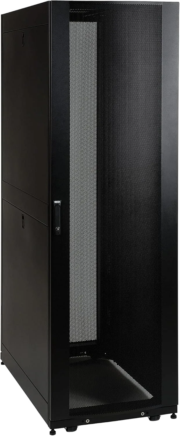 Tripp Lite 42U Standard-Depth Server Rack Enclosure Cabinet with doors & side panels, 3000-lb. capacity, Black (SR42UB)