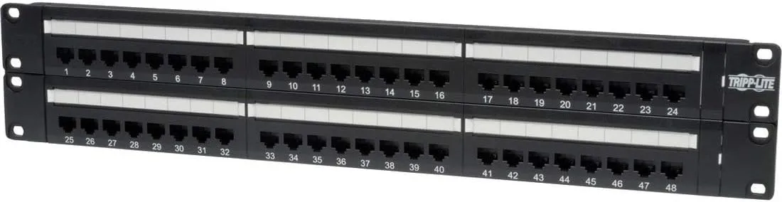 Tripp Lite 48-Port 2U Rackmount Cat6 110 Patch Panel 568B, RJ45 Ethernet(N252-048) , Black 48-Port (2U)